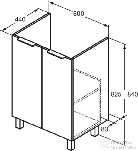 Ideal Standard EUROVIT+ 60x44 cm-es 2 ajtós álló szekrény mosdó nélkül,Fényes fehér R0258WG