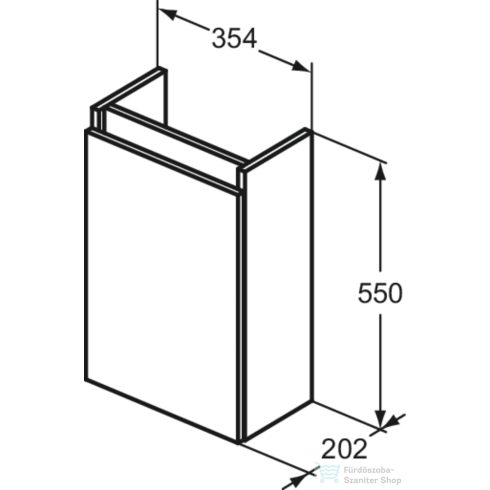 Ideal Standard EUROVIT+ 35,4x20,2 cm-es 1 ajtós álló szekrény mosdó nélkül,Fényes fehér R0271WG