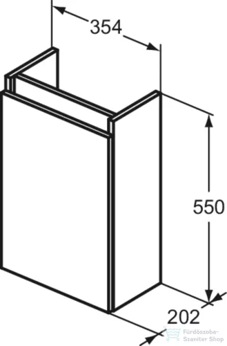 Ideal Standard EUROVIT+ 35,4x20,2 cm-es 1 ajtós álló szekrény mosdó nélkül,Fényes fehér R0271WG