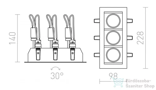 Rendl MONE III dönthető ezüstszürke  12V GU5,3 3x50W R10218