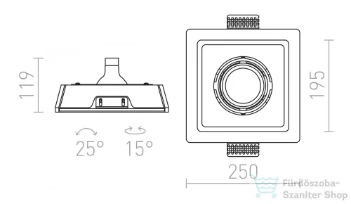 Rendl DINO SQ G53 dönthető lámpa gipsz 12V G53 50W R10272