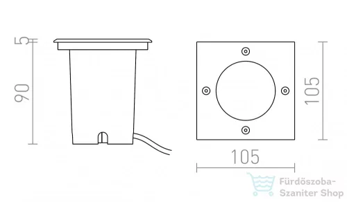 Rendl RIZZ SQ 105 rozsdamentes acél 230V LED 3W 96° IP65 3000K R10436