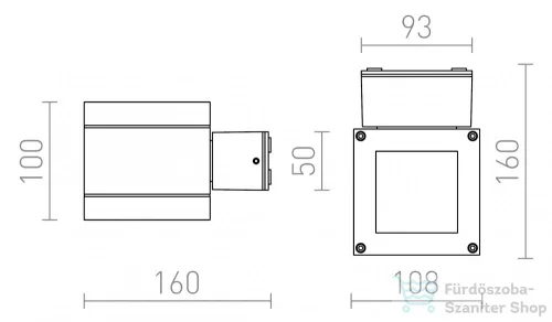 Rendl TELO fali lámpa antracitszürke 230V G9 40W IP44 R10554