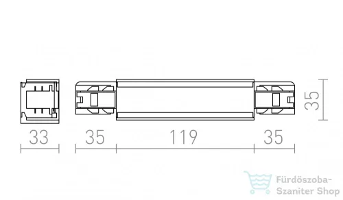 Rendl EUTRAC hosszanti kapocs tápegység lehetőséggel ezüstszürke  230V  R11322