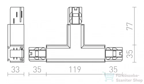 Rendl EUTRAC T jobb kapocs ezüstszürke  230V  R11334