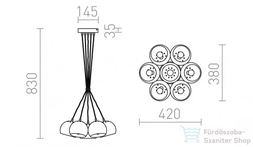 Rendl ASTROMET VII függő lámpa króm 230V E27 7x42W R11761