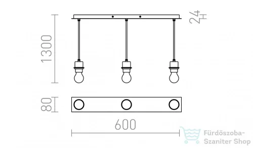 Rendl MORE 60 mennyezeti függőlámpa alap  króm 230V E27 3x42W R11775