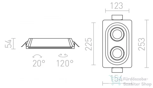 Rendl DINGO GU10 II dönthető lámpa gipsz 230V GU10 2x35W R12037