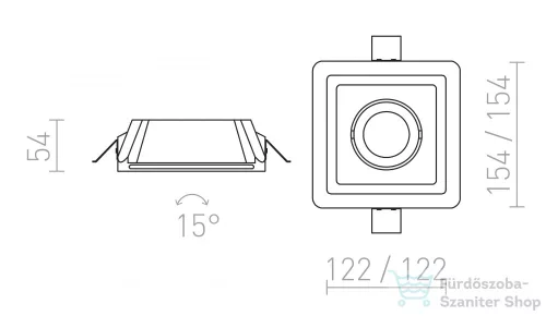 Rendl DINO SQ GU10 dönthető lámpa gipsz 230V GU10 35W R12038