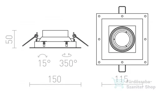 Rendl IPSO SQ frameless keret nélküli fehér  230V GU10 50W R12045