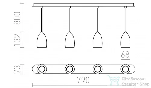 Rendl BABADES IV függő lámpa  matt nikkel 230V GU10 4x35W R12084