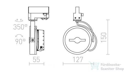 Rendl KELLY LED háromfázisú áramkörös sínre fekete  230V LED 12W 24°  3000K R12339