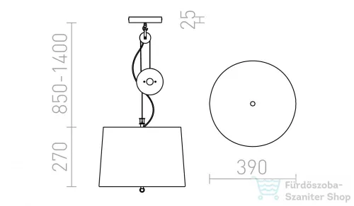 Rendl LEVITA lehúzható függeszték fekete króm 230V E27 42W R12478