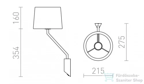 Rendl SHARP fali lámpa fekete króm 230V E27 42W R12481