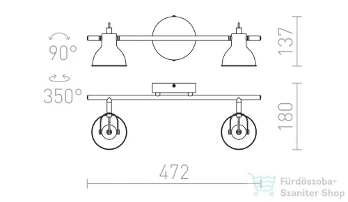 Rendl ROSITA II fali lámpa fehér/ezüstszürke 230V LED GU10 2x9W R12509
