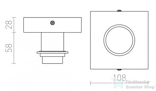 Rendl SOLO SQ mennyezeti lámpa alap króm 230V E27 53W R12584