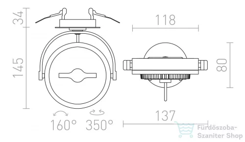 Rendl KELLY LED DIMM félsüllyesztett fehér  230V LED 12W 24°  3000K R12637
