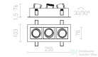 Rendl BONDY III süllyesztett lámpa fehér 230V LED 3x7W 24° 3000K R12858
