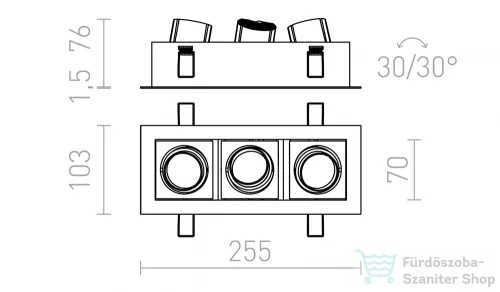 Rendl BONDY III süllyesztett lámpa fehér 230V LED 3x7W 24° 3000K R12858