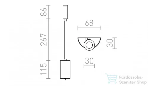 Rendl SHOW fali lámpa fekete króm 230V LED 3W 3000K R12897