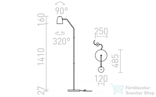 Rendl PRAGMA állólámpa fekete króm 230V E27 28W R12989