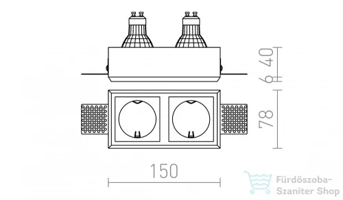 Rendl QUO SQ II süllyesztett lámpa gipsz 230V GU10 2x35W R13126