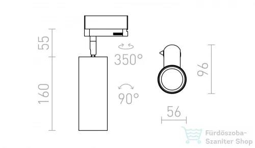 Rendl MAVRO DIMM egyfázisú áramkörös sínre fekete/aranysárga  230V LED 12W 38°  3000K R13163
