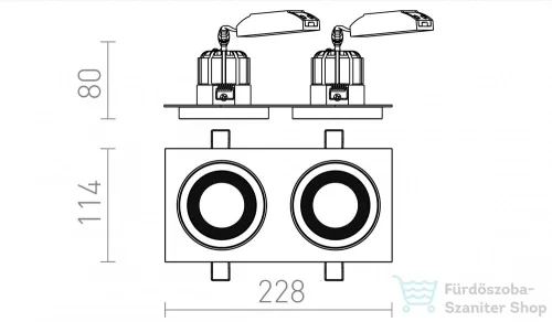 Rendl SHARM SQ II süllyesztett lámpa fehér réz 230V LED 2x10W 24° 3000K R13255
