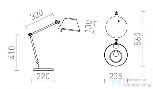 Rendl MONTANA asztali lámpa fehér/fekete króm 230V E27 28W R13283