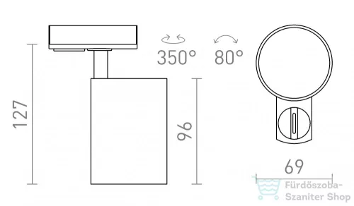 Rendl CONNOR egyfázisú áramkörös sínre fehér/fekete  230V LED GU10 10W R13497