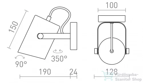 Rendl HAREN felületre szerelhető fekete 230V E27 15W R13613