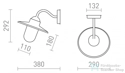 Rendl BEACON fali lámpa fekete strukturált üveg 230V E27 60W IP44 R13614