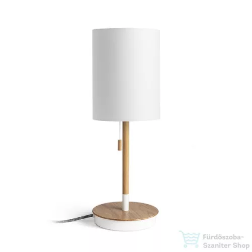 Rendl KEITH asztali lámpatest USB-vel fehér bükk 230V E27 40W R13639