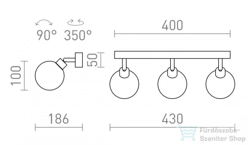 Rendl BOLLY III felületre szerelhető  opál üveg/króm 230V G9 LED 3x3W IP44 R13691