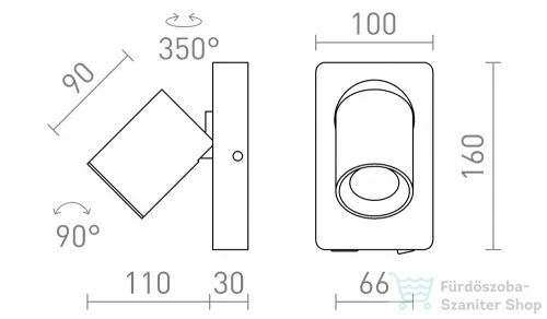 Rendl VOLTERA USB fali lámpa fehér/fekete 230V GU10 50W R13763