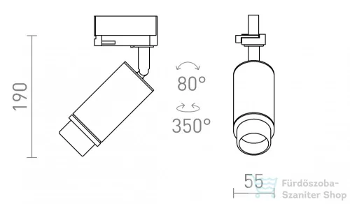 Rendl OPTIMUS háromfázisú áramkörös sínre fekete  230V LED GU10 9W 10 50° R13784