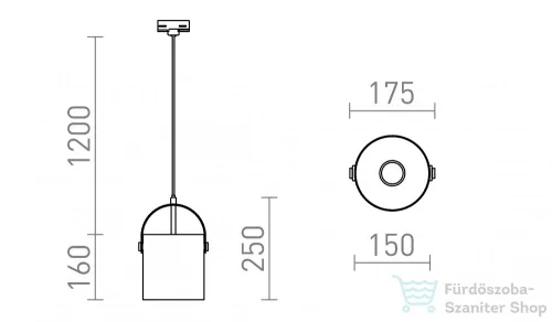 Rendl JULIETTA 16 háromfázisú áramkörös sínre  opál üveg/fekete 230V E27 20W R13855