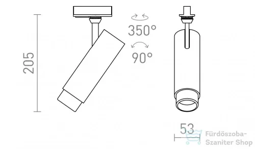 Rendl FOCUS 12 DIMM egyfázisú áramkörös sínre fekete  230V LED 12W 10 60°  3000K 4000K 5000K R13879