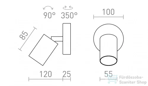 Rendl DUDE R felületre szerelhető fekete 230V LED GU10 9W R13919