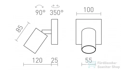 Rendl DUDE SQ felületre szerelhető fehér 230V LED GU10 9W R13920