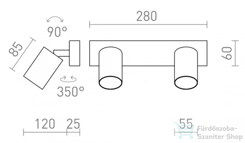 Rendl DUDE II felületre szerelhető fehér 230V LED GU10 2x9W R13922