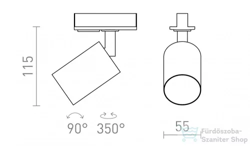 Rendl DUDE egyfázisú áramkörös sínre fekete  230V LED GU10 9W R13927