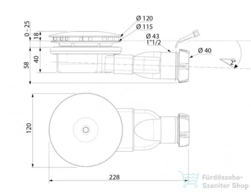 Radaway SLIM zuhanytálca szifon, króm R400W
