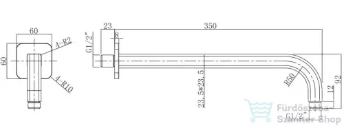 Omnires 35 cm-es zuhanykar, króm RA15CR