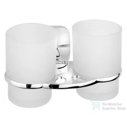 AQUALINE RUMBA dupla pohártartó, tejüveg/króm (RB105)