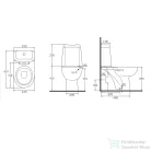 AQUALINE RIGA monoblokkos WC, hátsó kifolyású, króm duál gombos öblítőmechanika RG601