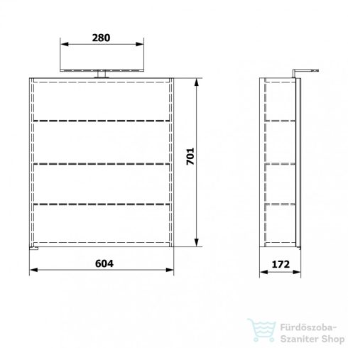 Sapho RIWA tükrösszekrény LED világítással, 60x70x17cm, Bardini szilva (RIW060-0013)