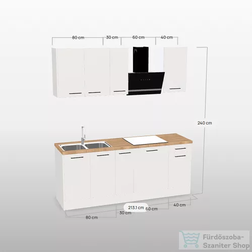 Leziter Royal 210 konyhabútor kasmír korpusz, kasmír front, enkara munkalappal ROY210KASKAS