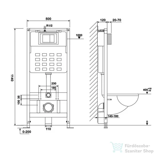 Leziter Roya Delano 083W falba építhető WC tartály szett ROYASET_CY3501S1-R-083W