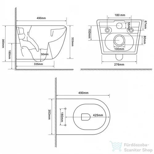 Leziter Roya Delano 083W falba építhető WC tartály szett ROYASET_CY3501S1-R-083W